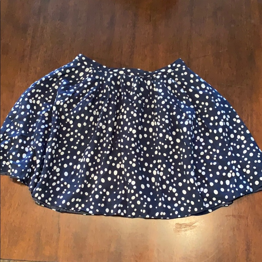 Blue and white polka dot high waisted skirt